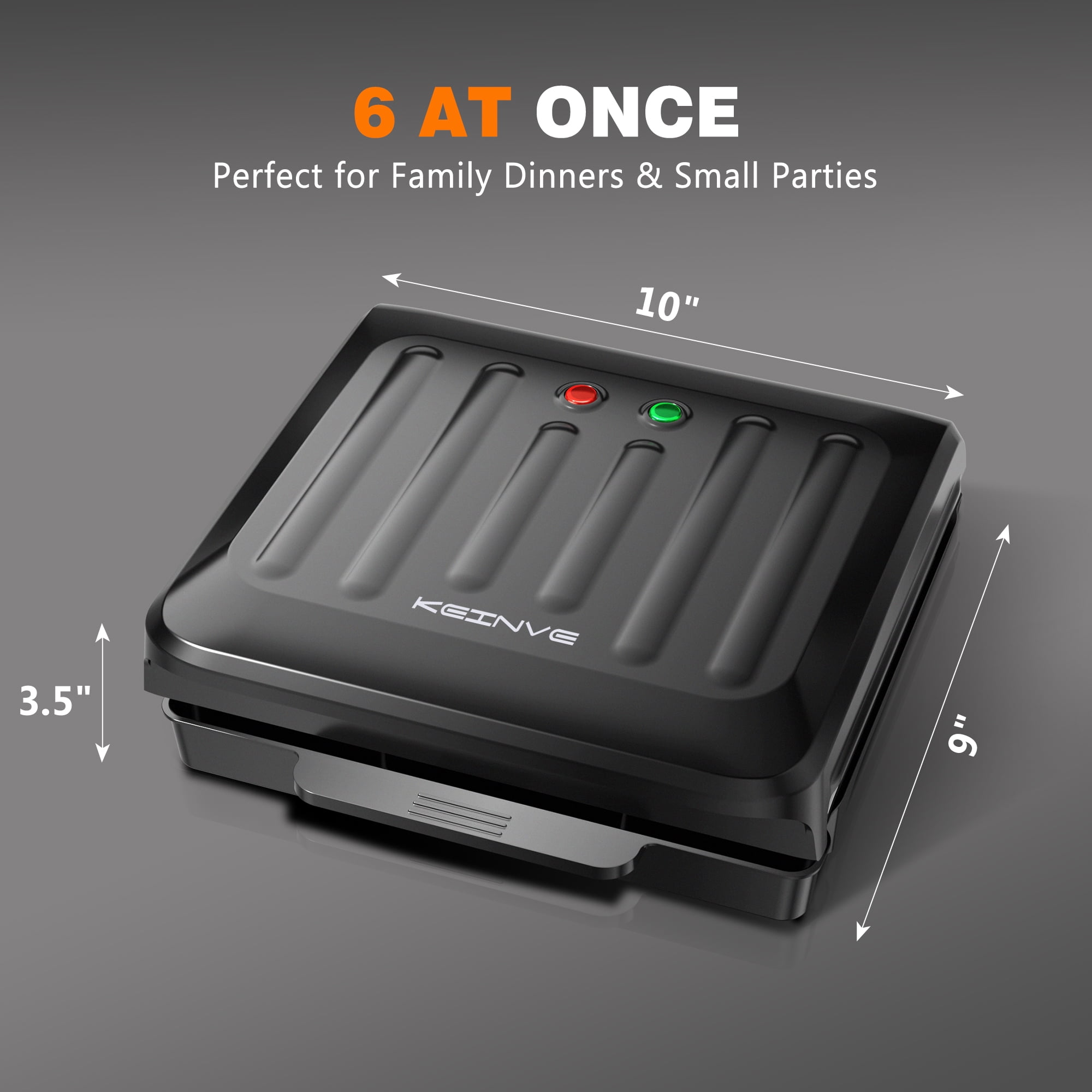 KEINVE Hot Dogs Toaster, Electric Grill with Oil Drip Tray, and Cord Storage, Ideal for Veggie Sausages, BBQ or Sausage, Nonstick Plate for Easy Clean