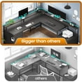 thumbnail image 6 of SEDETA L Shaped Desk with 6 Drawer, 108" Home Office Desk with File Drawer & Power Outlet, Corner Computer Desk with Monitor Shelf, File Cabinet, Two Person Desk, Gaming Desk with Led Lights, Black, 6 of 18