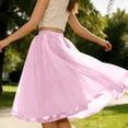 thumbnail image 5 of LEKWK Womens Tulle Skirt Elegant Fluffy Midi Skirt Elastic High Waist Pleated Skirt Multi Layered Mesh Flowy Lining Party Wedding Guest, 5 of 6