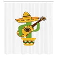 thumbnail image 2 of Ambesonne Mexican Shower Curtain, Cactus Playing Guitar Art, 69"Wx70"L, Earth Yellow Lime Green, 2 of 4