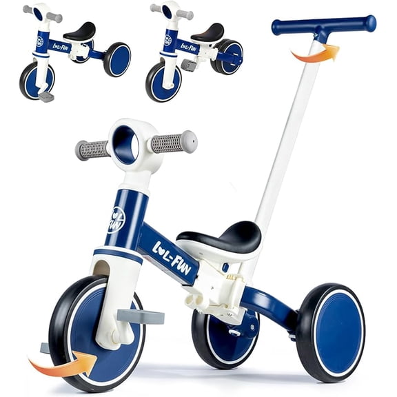 5 in 1 Toddler Tricycles for Boys Girls Toy with Parent Steering Push Handle, Balance Bike