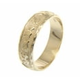 thumbnail image 1 of 14K yellow gold custom made Hawaiian plumeria scroll ring raised letter 6mm size 7.5, 1 of 1