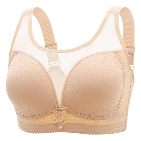 Audhol Lace Bralette Women Lace Back Button Shaping Cup Adjustable Shoulder Strap Large Size Underwire Bra Lightly Lined Bras for Women Rose Gold 36