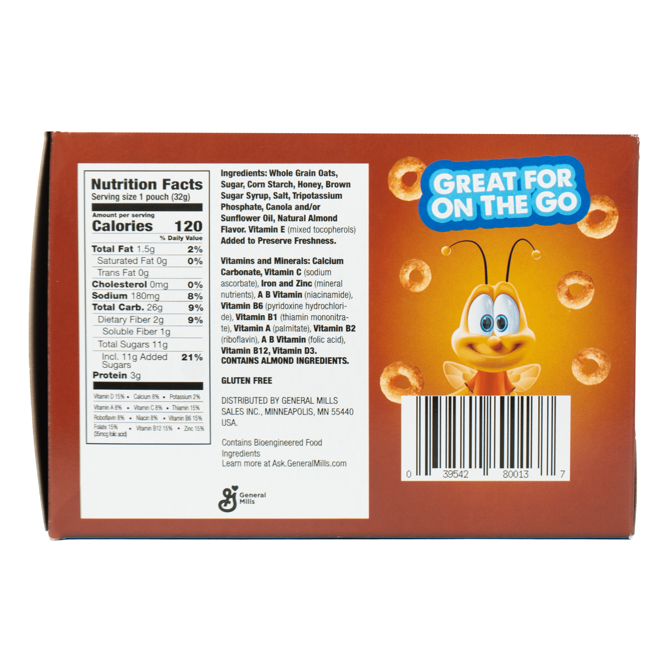 General Mills Crunchy Honey Nut Cheerios Bits Cereal, 9.03oz, 8 Pack, Shelf Stable, Cardboard Box