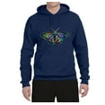 thumbnail image 2 of Wild Bobby, Colorful Rainbow Patterned Butterfly Animal Lover Unisex Graphic Hoodie Sweatshirt, Navy, X-Large, 2 of 3