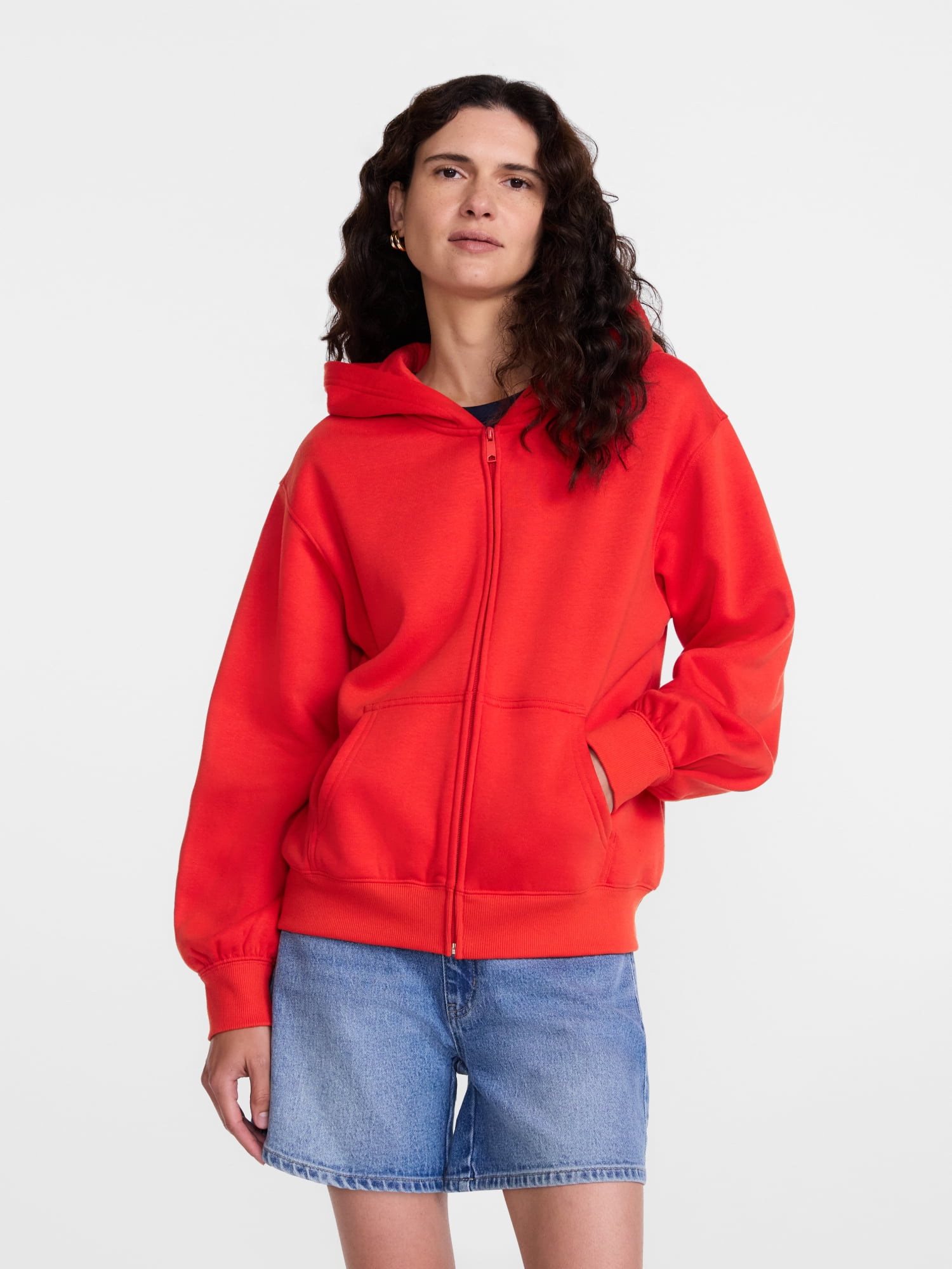 Scenario Women's and Women's Plus Zip Front Fleece Hoodie Jacket, Sizes XS-4X