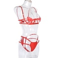 thumbnail image 3 of Conjunto de ropa interior de sujetador, tanga erótica, encaje hueco, lencería sexy para mujer, S, rojo Kearding XX000112-02, 3 of 7