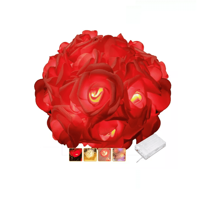 Cadena De Luz Decorativa Led Flor Rosas Rojas