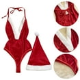 thumbnail image 2 of WZXFASHION Lingerie de Noël pour Femmes, Justaucorps en Peluche Rouge Aguichant avec Père Noël, Tenue de Noël, Ensemble de Chapeau de Noël, sous-Vêtements Rouges G, 2 of 8