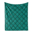 thumbnail image 1 of Floral Soft Flannel Fleece Throw Blanket, Flowers Silhouettes Modern Dreamy Blossoms Interpretation, Cozy Plush for Indoor and Outdoor Use, 50" x 70", Dark Teal Seafoam, by Ambesonne, 1 of 5