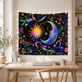 thumbnail image 5 of Psychedelic Sun Moon on Floral Black Background, Mystical Psychedelic Style for Celestial Art Lovers, Cosmic Wall Art, Housewarming Gift, Tapestry Wall Hanging for Bedroom and Dorm, 5 of 6