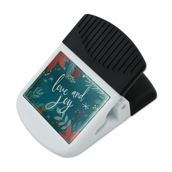 Love and Joy at Christmas Poinsettias Refrigerator Fridge Magnet Magnetic Hanging Hook Note Snack Clip
