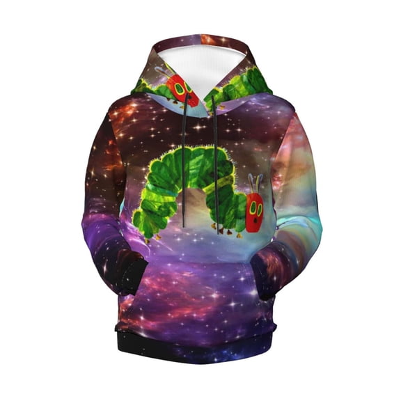 Boys Girls Hungry Caterpilla Pullover Hoodies 3D Print Novelty Colorful Kids Hoodie Sweatshirts with Pocket
