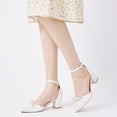 thumbnail image 6 of Ecetana Women's Pumps Pointed-Toe chunky Heel Shoes with Bow Elegant Ankle Strap Dress Shoes for Wedding Party Office, 6 of 6