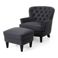 thumbnail image 2 of Grey Fabric Club Chair With , Birch Legs, Cozy Relaxing Upholstery, Leg Stand, 2 of 6