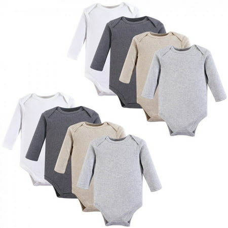UPC: 0660168530643 | Hudson Baby Cotton Long-Sleeve Bodysuits 8pk  Heather Gray  0-3 Months