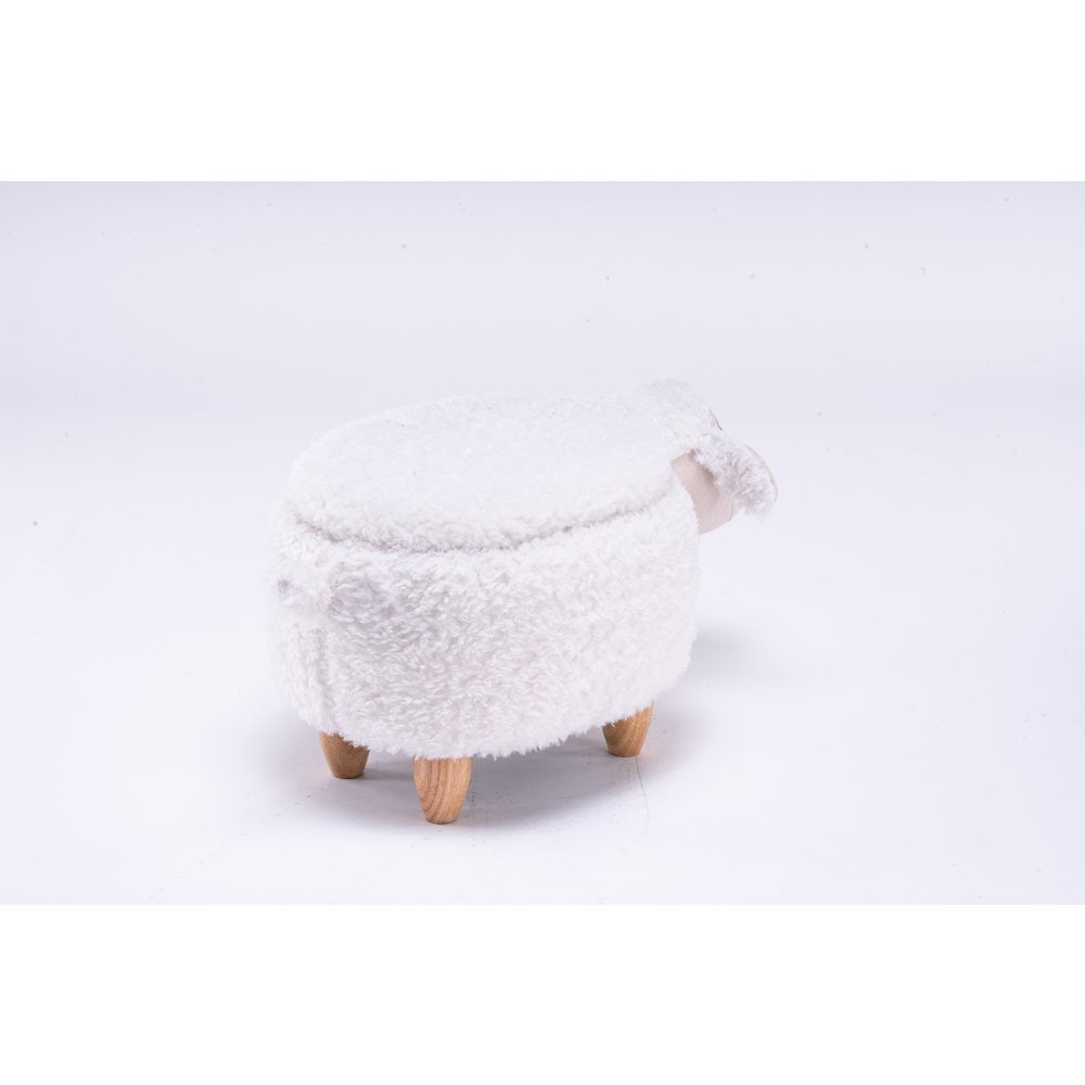 Home 2 Office Shiloh The Sheep Fabric Storage Ottoman/Stool in White/Natural