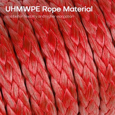 1/4x50' 10,000lb Synthetic Winch Rope – Recovery Cable With Sheath For 4WD ATV UTV, Gray