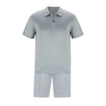 thumbnail image 5 of Mens Pantalones Casuales Sólido de Pie Cuello Cremallera Set Deportivo con Manga Corta Solapa Y Pantalones Cortos, 5 of 5