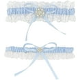 thumbnail image 1 of Garters Blue Lace Ribbon Bow Elastic Garter, 1 of 2
