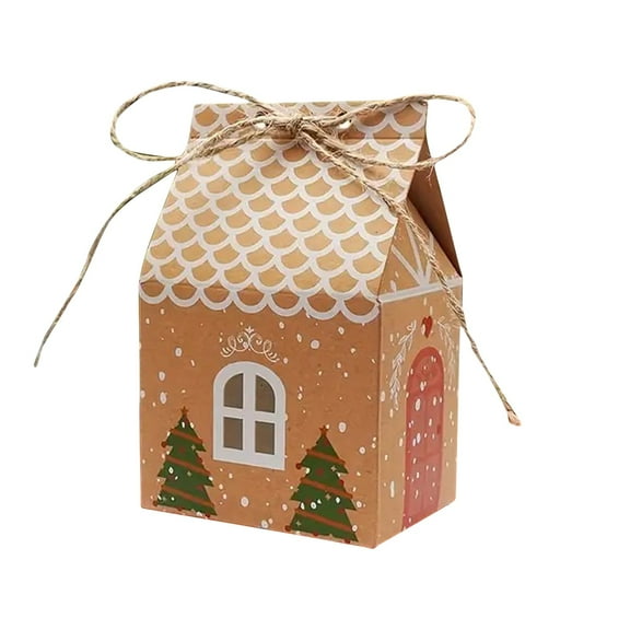 Xiwaer 10pcs Christmas Candy Box Kraft Paper Gift Bag Party Decoration Christmas Tree Decoration Candy Gift Box red