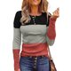 thumbnail image 1 of Camisa base Manga larga Cuello redondo Jersey con botones Tops casuales de moda para mujer Rojo S, 1 of 6