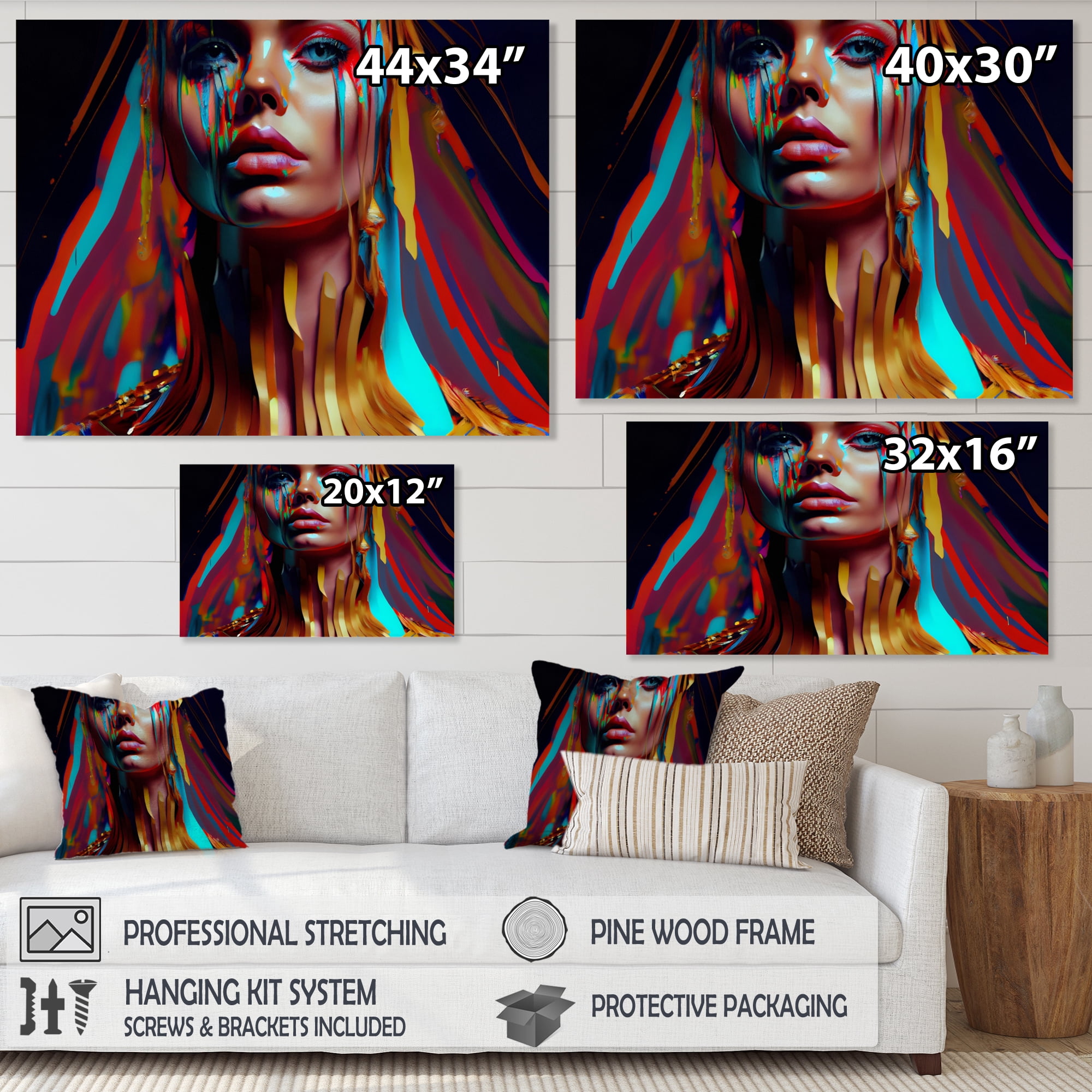 Designart Vibrant Creative Woman Portrait I Canvas Wall Art