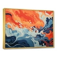 thumbnail image 3 of Designart "Liquid Ink Waves Blue and Orange Fusion I" Oversized Abstract Framed Wall Art - Modern Blue Abstract Liquid Ink Bedroom Framed Canvas Wall Art, 3 of 7