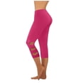 thumbnail image 3 of Knee Cutout Capri Leggings for Women High Waisted Cropped Yoga Leggings Seamless Fit Athletic Workout Pants Running Fitness , #02 Hot Pink, S, 3 of 8