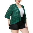 thumbnail image 4 of Agnes Orinda Women's Plus Size Lace Crochet Cardigan Casual 3/4 Sleeves Sheer Lightweight Summer Cover Up 4X Green, 4 of 7