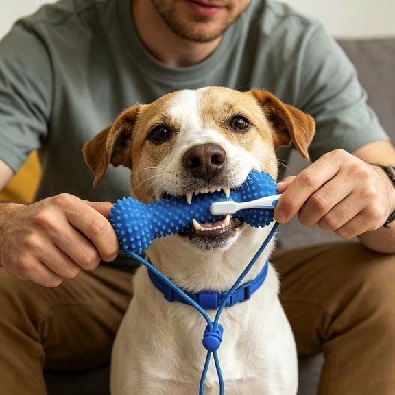 Dual-Action Canine Dental Prop, Dog Dentals Chew Toy for Easier Teeth Brushing, Bite and Brush Dental Toy for Dogs, Reusable Dog Teeth Cleaning Tool for Small, Medium and Large Dogs (1 PCS)