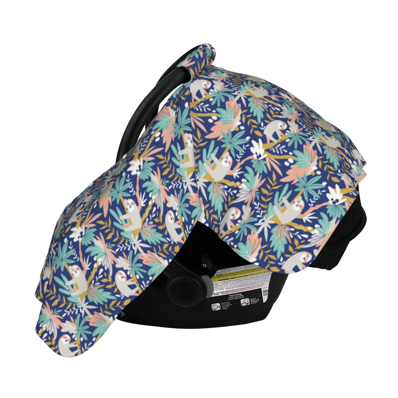 Naloa Tropical Sloth Baby Car Seat Cover, Breathable Baby Carrier Cover, Multiuse Baby Carrier Cover & Nursing Breastfeeding Cover