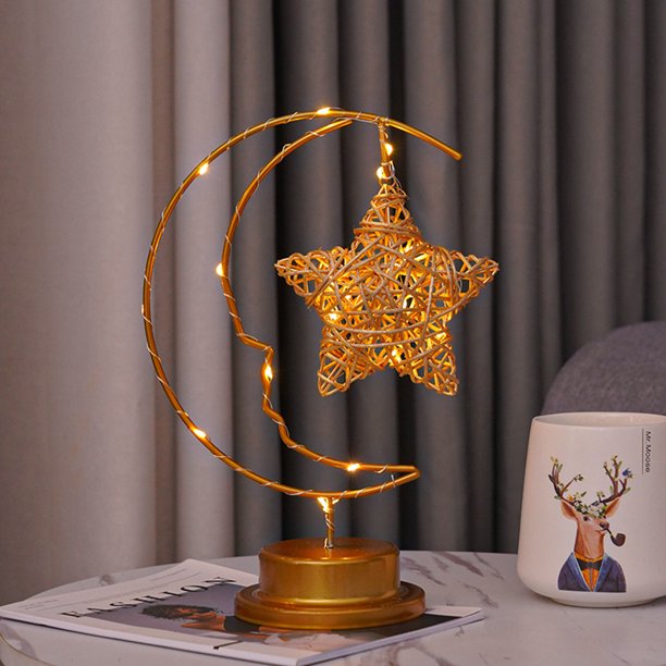 Lámpara De Escritorio Star Moon Lámpara de mesita de noche Arte del hierro Lámparas de mesita de noche Accesorios para el hogar (A) Sywqhk Para estrenar