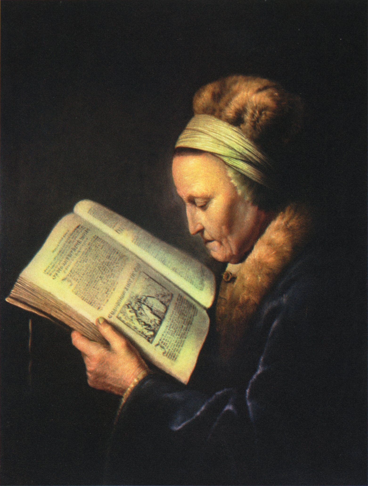 Rembrandt Print An Old Woman Reading