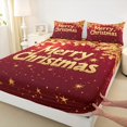 thumbnail image 3 of jejeloiu Merry Christmas Gold Stars Autumn Fall Leaves Twin Sheet Set,Lightweight Unisex Bedding,3-Piece, 3 of 7