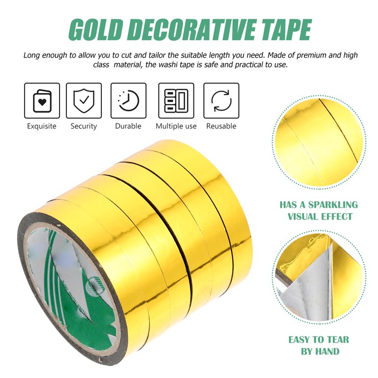 6 Rolls of Graphic Art Tape DIY Golden Mirror Tape Gold Decorative Tape  Metallic Mirror Wrapping Tape 