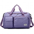 thumbnail image 6 of DAKIMOE Travel Duffle Bag for Women Men, Weekender Overnight Bags Carry on Gym Bag with Wet Pocket/Adjustable Strap/Shoe Compartment, Foldable Waterproof Duffel Tote for Plane Sports Dance, Purple, 6 of 10