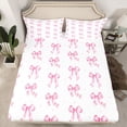 thumbnail image 2 of Feelyou Kawaii Pink Bow-tie Full Size Sheets, Teens Kids Girls Women Bed Sheets, 4pcs, 2 of 7