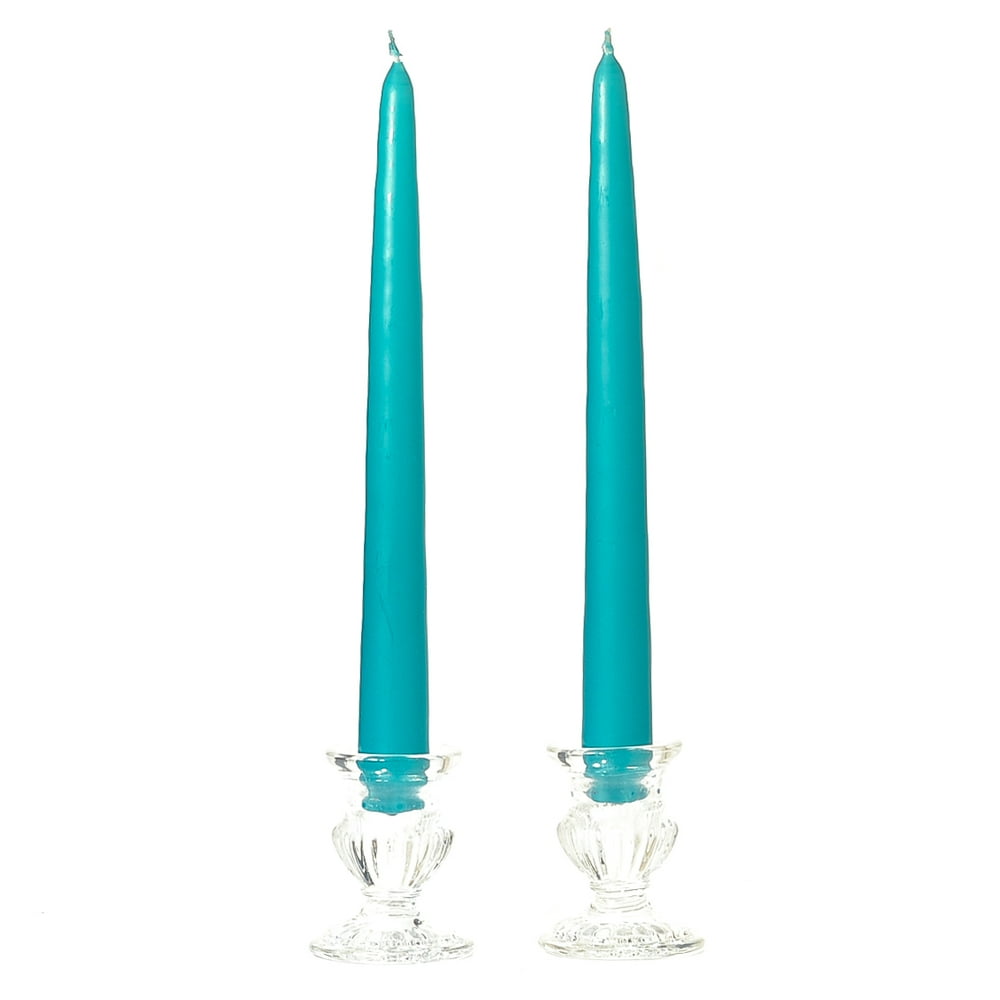 3 Pairs Taper Candles Unscented 8 Inch Mediterranean Blue Tapers .88 in