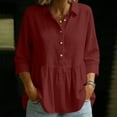 thumbnail image 5 of BLVB Womens 3/4 Sleeve Tops V Neck Cotton Linen Peplum Blouse Button Collared Shirts for Women Business Casual, 5 of 5
