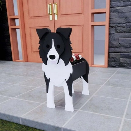 walmeck Cartoon Animals Cute Wooden Dog Shape Pot Plant Garden Decorated  Border Collie Planter | Walmart Canada