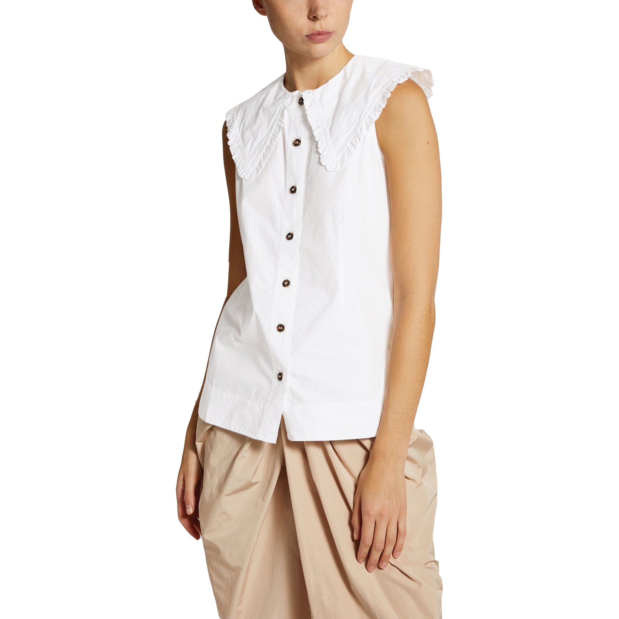 Ganni cotton poplin sleeveless shirt Clearance