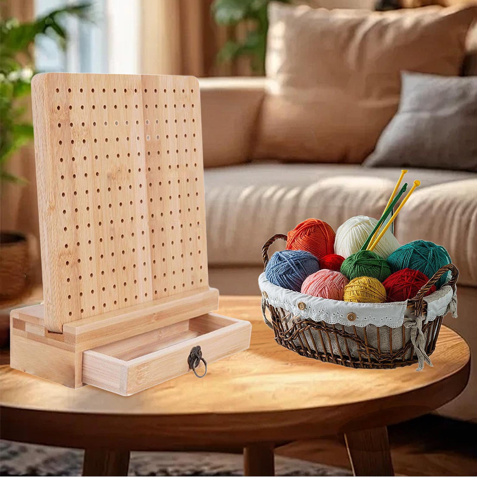 Abbraccia Crochet Blocking Board, Pegboard for Crocheting, Wooden Holeboard with Warehouse Drawer for Knitting And Crocheting with Handmade DIY Crochet Board
