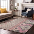 thumbnail image 5 of HomeRoots 679653 9 x 12 ft. Pink, Ivory & Gray Southwestern Transitional Washable Machine Made Rectangle Area Rug with UV Protection, 5 of 9
