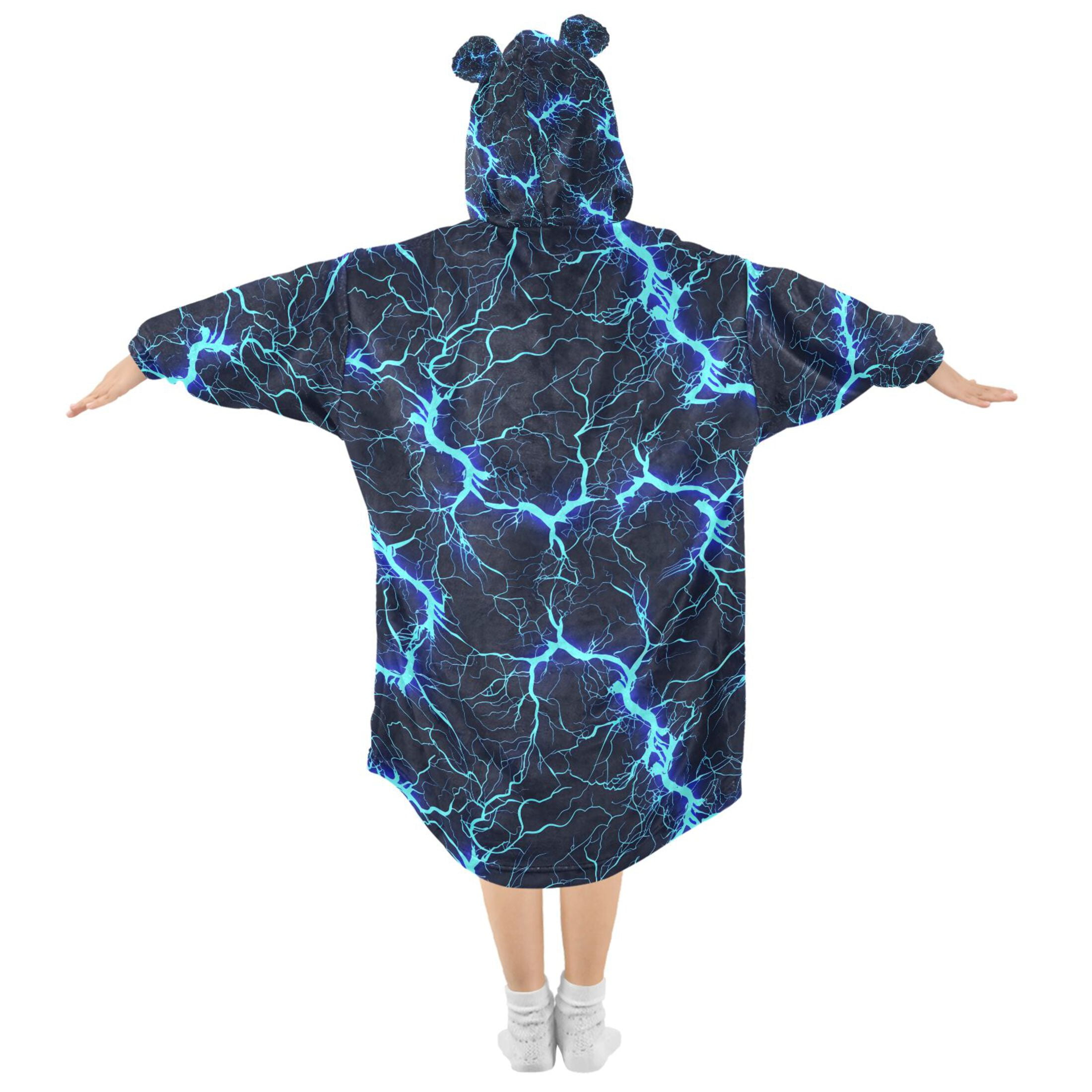 joogoo Wearable Blanket Hoodie for Blue Lightning Flannel Sherpa Pocket 3-14 YR S