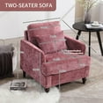 thumbnail image 2 of BISHE Mid Century Modern Armchair, Solid Wood Frame Accent Chair with Tufted Chenille Upholstery & Studded Details, Comfortable Lounge Chair for Living Room, Bedroom or Reading Nook, Wine Red, 2 of 6