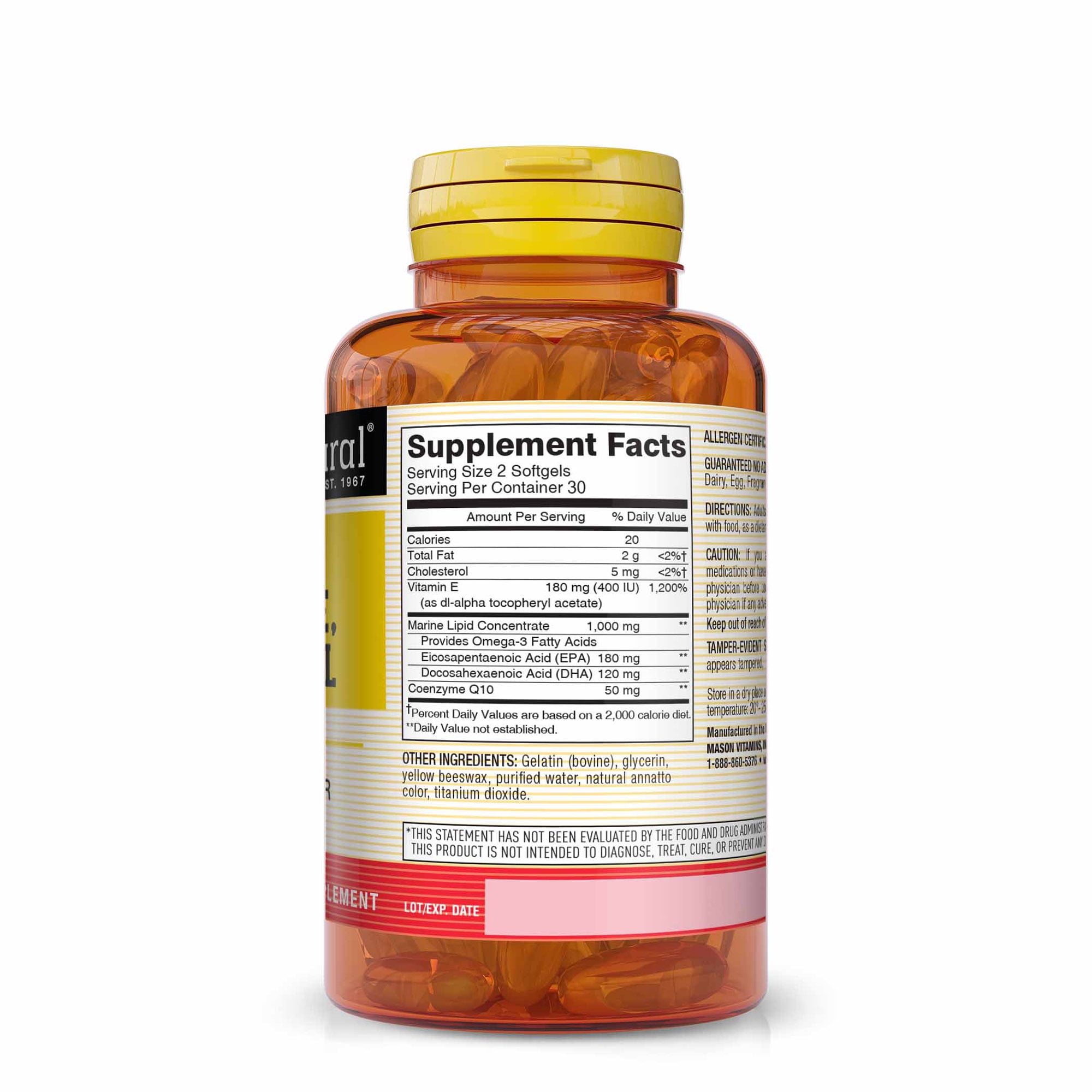 (3 pack) Mason Natural Heart Trio: CoQ10, Vitamin E & Fish Oil - Cardiovascular Health Supplements, 60 Soft Gels
