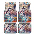thumbnail image 1 of Lsque Vibrant Leopard In Flowers Print 4-Piece Floor Mats, Heavy-Duty Rubber Liners, Anti-Slip Design, All-Season Automotive Protection, Vehicles, Cars, Trucks, and SUVs, 1 of 7