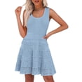 thumbnail image 1 of Vestido ANRABESS Summer Mini sin mangas de punto viscosa azul para mujer, 1 of 7