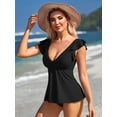 thumbnail image 4 of Charmo Ruffled V Neck Swim Tops for Womens Flowy Tankini Tops Padded Bathing Suit Tops(No Bottoms）, 4 of 6